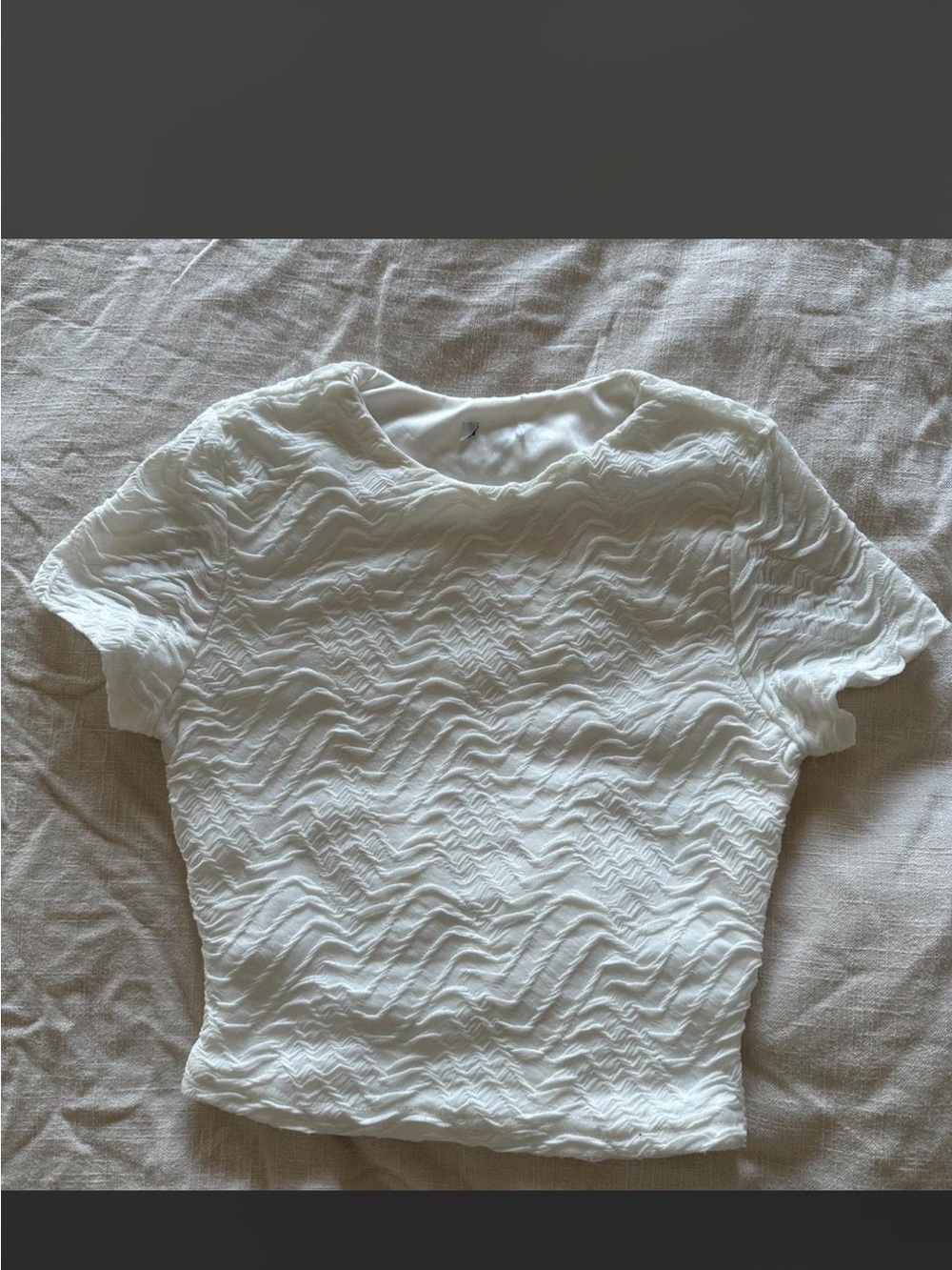 Princess Polly Textured White Short Sleeve Top